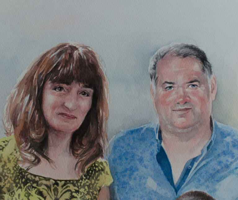 Семеен акварелен портрет „Семейство ІІ“